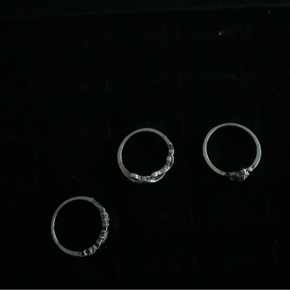 New x3 Silver Tone Rings Turtle Flowers Nature Boho Trendy Fashion Set Size 5/6 - Picture 5 of 7